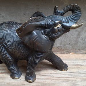 Vintage Bronze Elephant Sculpture
